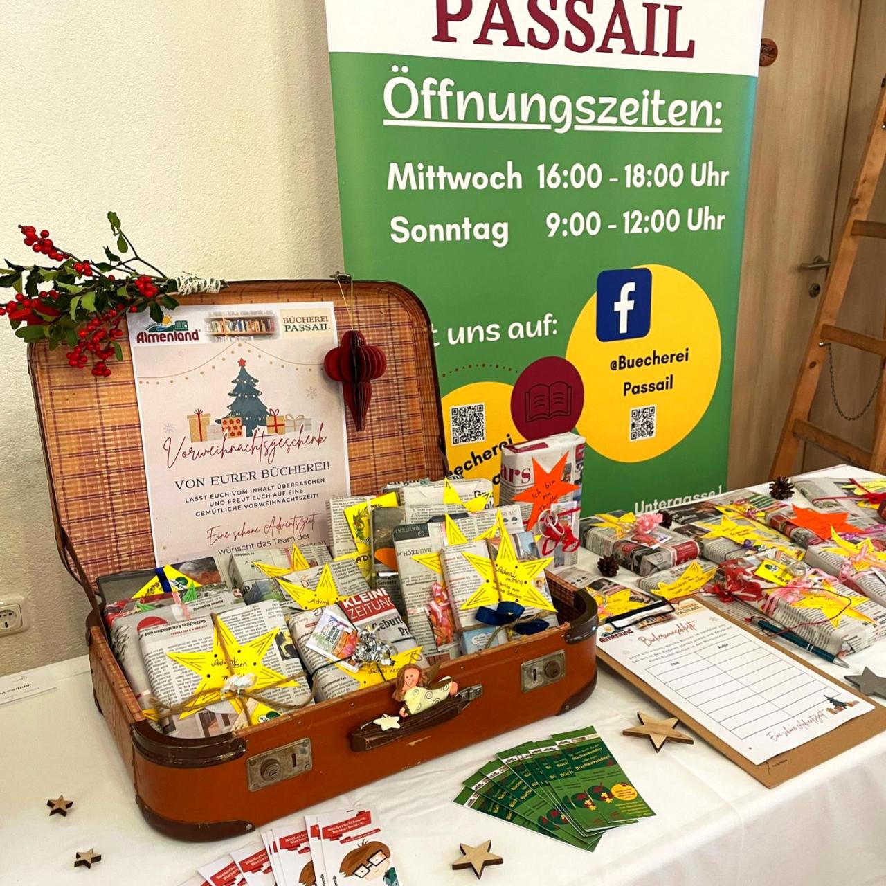 Pozillo Adventmarkt Stand Bücherei